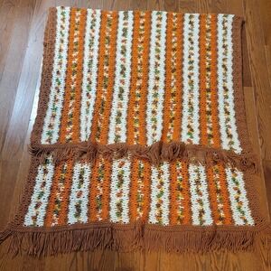 Vintage Handmade Crochet Blanket Afghan Throw Vibrant Multi Color 90x47